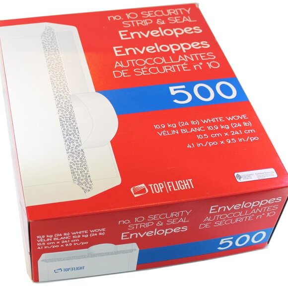 COPY - Top Flight PSTF10NWT #10 Envelopes, Strip & Seal, Security Tinted, White… - Picture 2 of 2